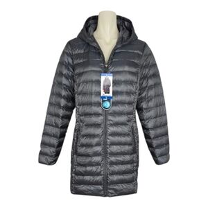 NWT Aventure Women’s Gray Ultra Light Down Hooded Puffer Jacket Large